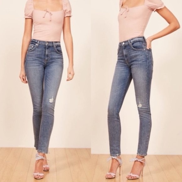 Reformation Hepburn Jeans in Rainier Wash Size 24 - Picture 1 of 8
